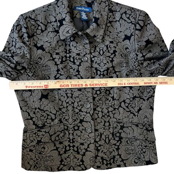 Evan Picone Jacket Blazer Women's Size 12 Brown Textured Floral Embossed Velvet - Picture 14 of 14
